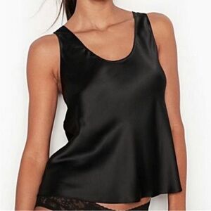Victoria’s Secret black satin tie back top, S